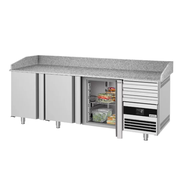 Chladiaci stôl na pizzu PREMIUM - 2150x800mm - s 3 dverami a 3 zásuvkami - Image 8