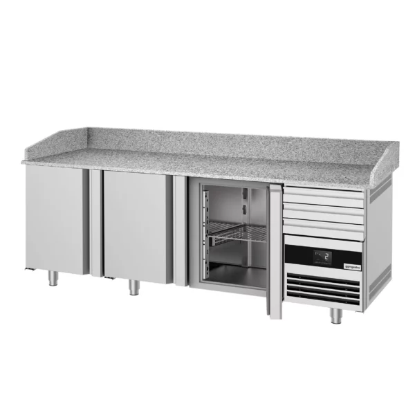 Chladiaci stôl na pizzu PREMIUM - 2150x800mm - s 3 dverami a 3 zásuvkami - Image 9