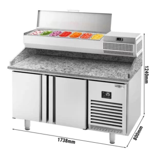 Chladiaci stôl na pizzu PREMIUM PLUS - 1783x800mm - s 2 dvierkami - vrátane chladiacej vitríny - 7x GN 1/4