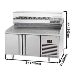 Chladiaci stôl na pizzu PREMIUM PLUS - 1783x800mm - s 2 dvierkami - vrátane chladiacej vitríny - 7x GN 1/4