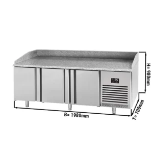 Chladiaci stôl na pizzu PREMIUM PLUS - 1980x700mm - s 3 dverami