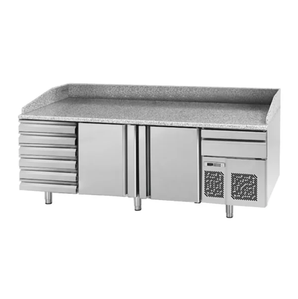 Chladiaci stôl na pizzu PREMIUM PLUS - 2305x800mm - s 2 dverami a 6 zásuvkami - Image 9