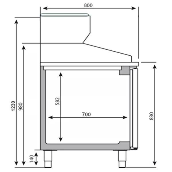 Chladiaci stôl na pizzu PREMIUM PLUS - 1783x800mm - s 2 dvierkami - vrátane chladiacej vitríny - 6x GN 1/3 - Image 9