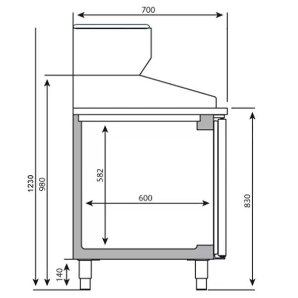 Chladiaci stôl na pizzu PREMIUM PLUS - 2305x800mm - s 2 dvierkami a 2 zásuvkami - vrátane chladiacej vitríny - 11x GN 1/4 - Image 10