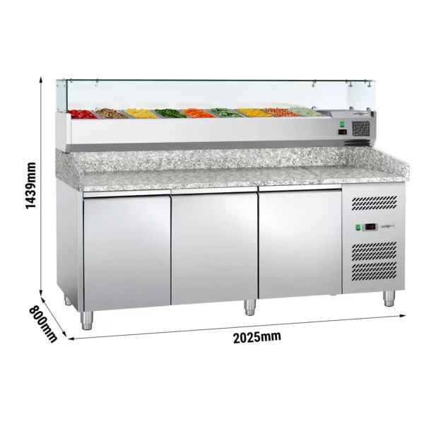 Chladiaci stôl na pizzu ECO -  2000x800mm -vrátane chladiacej vitríny - 9x GN 1/3