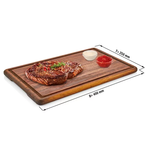 (6 kusov) Steakový tanier - drevo Iroko - 400x250mm - Image 3