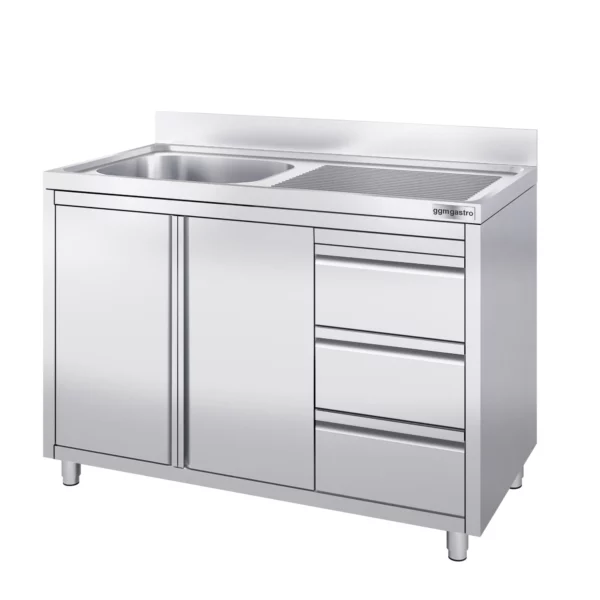 Skrinka s umývadlom - 1200 x 700 mm - s 3 zásuvkami a 1 umývadlom vľavo - Image 3