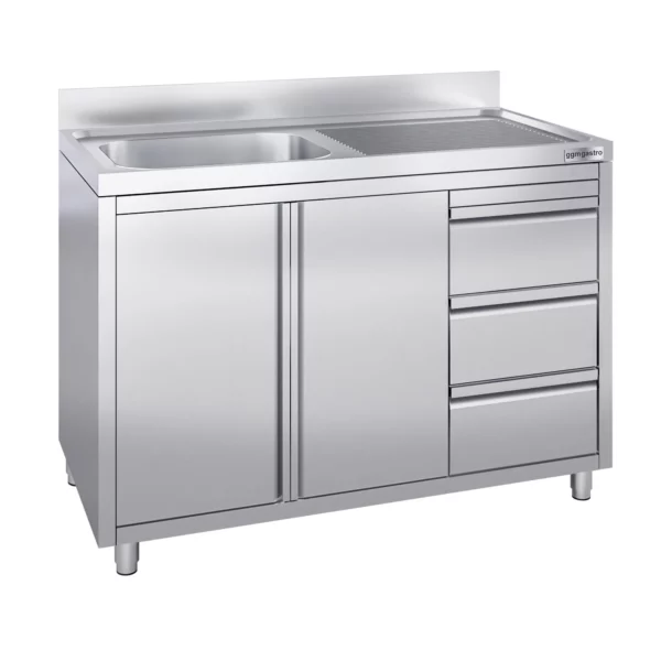 Skrinka pod umývadlo - 1200 x 600 mm - s 3 zásuvkami a 1 umývadlom vľavo - Image 3