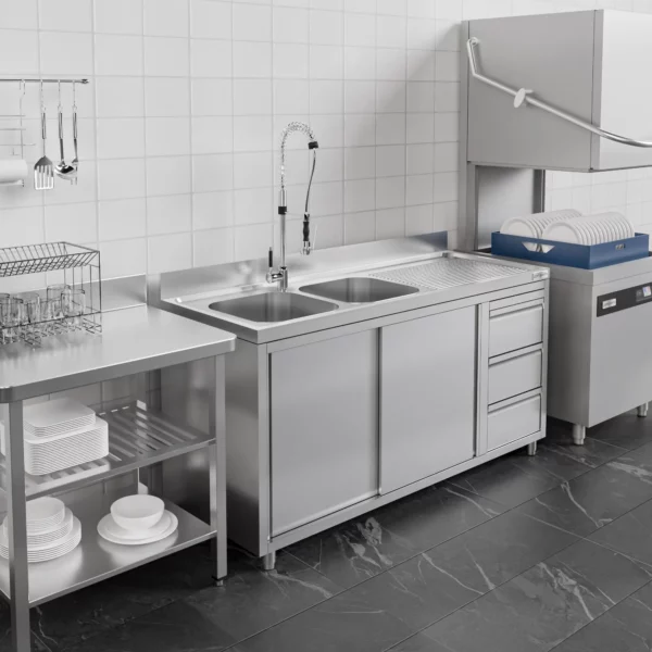 Skrinka s umývadlom - 1600x700mm - s 3 zásuvkami a 2 umývadlami vľavo - Image 7