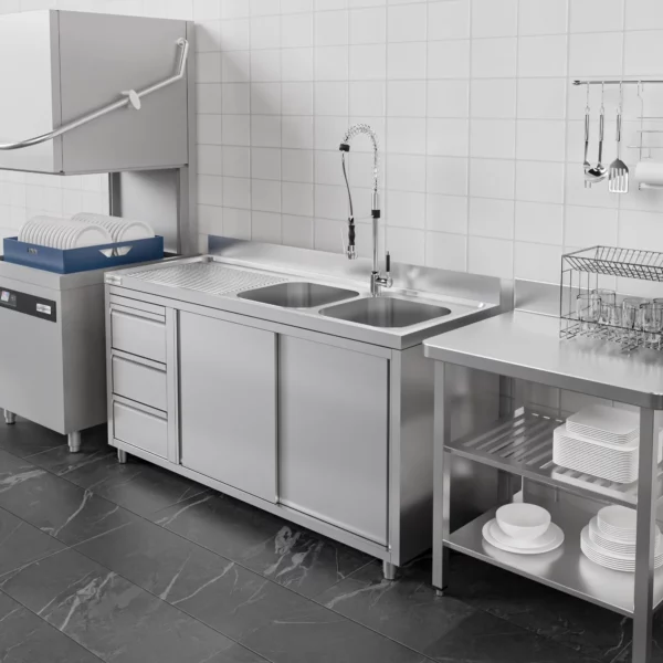 Skrinka pod umývadlo - 1800x600mm - s 3 zásuvkami a 2 umývadlami na pravej strane - Image 7