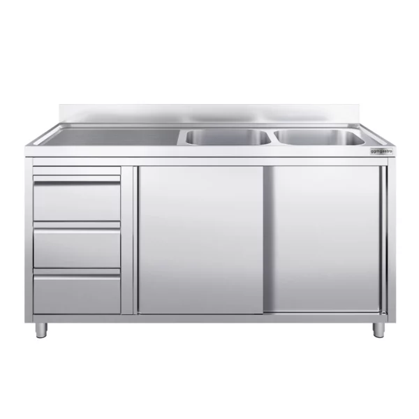 Skrinka pod umývadlo - 1800x600mm - s 3 zásuvkami a 2 umývadlami na pravej strane - Image 4