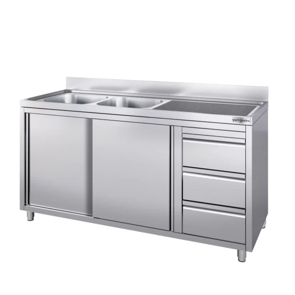 Skrinka pod umývadlo - 2000 x 600 mm - s 3 zásuvkami a 2 umývadlami vľavo - Image 3