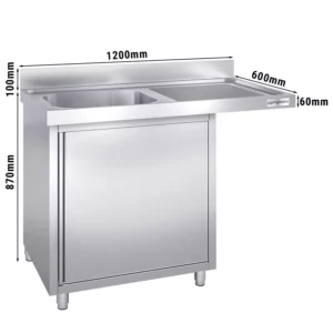 Drezová skrinka k umývačke riadu- 1200mm - 1 umývadlo vľavo Š400xH400xV250mm