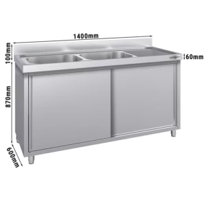 Drezová skrinka ECO - 1400x600mm - s 2 umývadlami vľavo