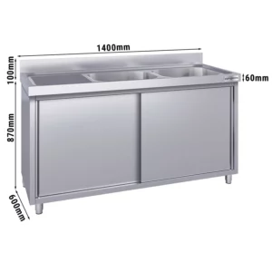 Drezová skrinka ECO - 1400x600mm - s 2 umývadlami vpravo
