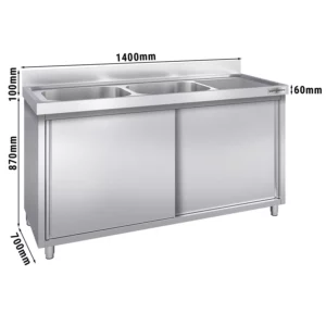 Drezová skrinka PREMIUM - 1400x700mm - s 2 umývadlami vľavo