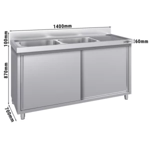 Drezová skrinka ECO - 1400x700mm - s 2 umývadlami vľavo