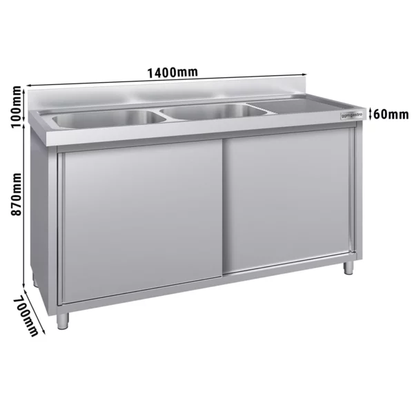 Drezová skrinka ECO - 1400x700mm - s 2 umývadlami vľavo