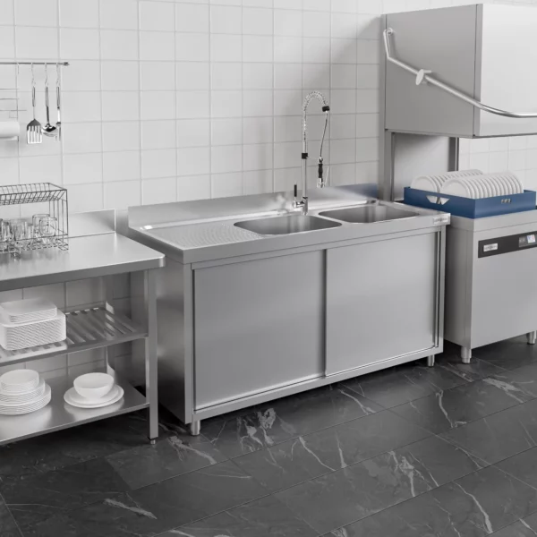Drezová skrinka ECO - 1400x700mm - s 2 umývadlami vpravo - Image 7