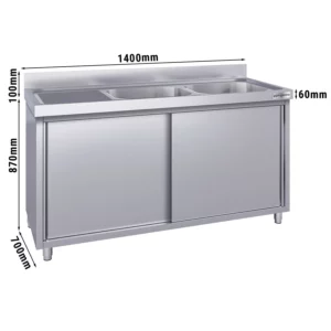 Drezová skrinka ECO - 1400x700mm - s 2 umývadlami vpravo