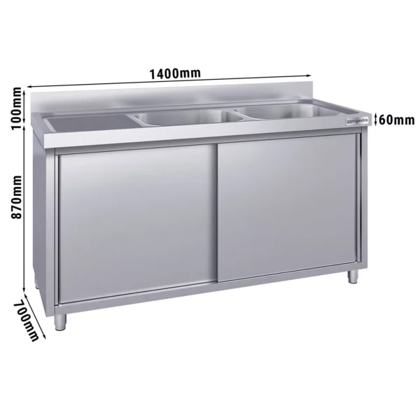 Drezová skrinka ECO - 1400x700mm - s 2 umývadlami vpravo