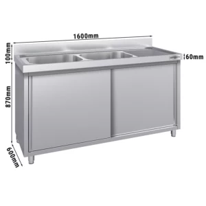 Drezová skrinka ECO - 1600x600mm - s 2 umývadlami vľavo