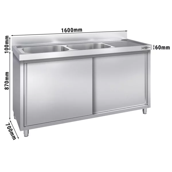 Drezová skrinka PREMIUM - 1600x700mm - s 2 umývadlami vľavo