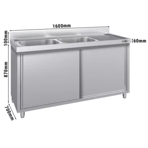 Drezová skrinka ECO - 1600x700mm - s 2 umývadlami vľavo