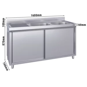 Drezová skrinka ECO - 1600x700mm - s 2 umývadlami vpravo