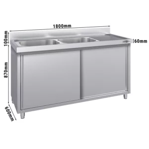 Drezová skrinka ECO - 1800x600mm - s 2 umývadlami vľavo