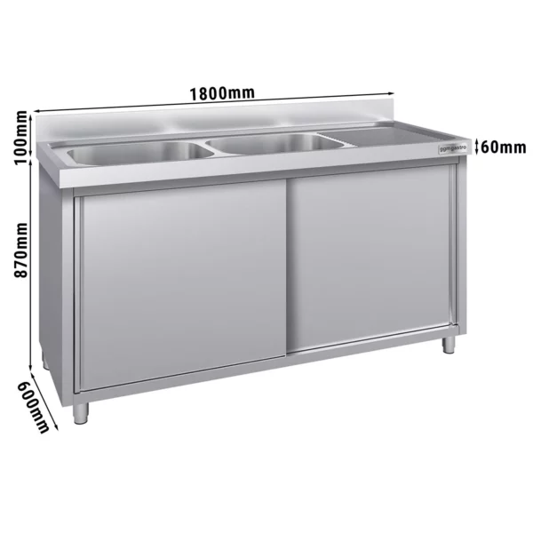 Drezová skrinka ECO - 1800x600mm - s 2 umývadlami vľavo