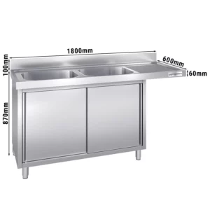 Drezová skrinka k umývačke riadu 1800x600mm - s 2 umývadlami vľavo