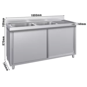 Drezová skrinka ECO - 1800x700mm - s 2 umývadlami vľavo