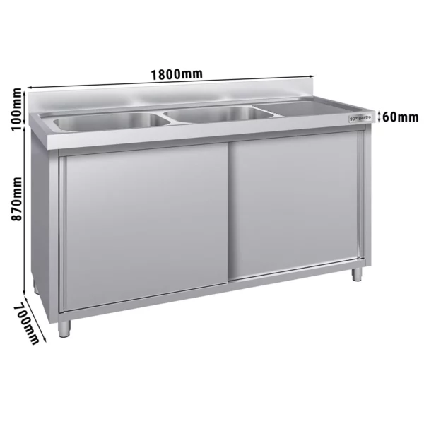 Drezová skrinka ECO - 1800x700mm - s 2 umývadlami vľavo