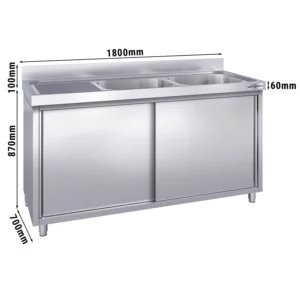 Drezová skrinka PREMIUM - 1800x700mm - s 2 umývadlami vpravo