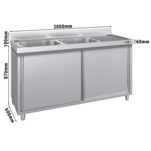 Drezová skrinka ECO - 2000x600mm - s 2 umývadlami vľavo