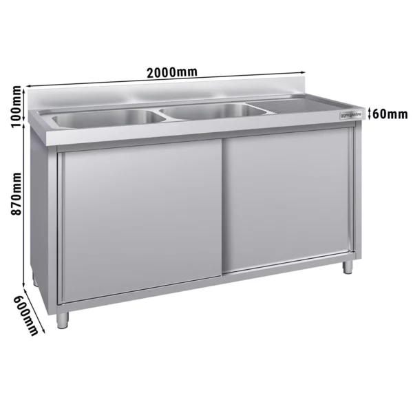 Drezová skrinka ECO - 2000x600mm - s 2 umývadlami vľavo
