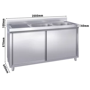 Drezová skrinka PREMIUM - 2000x600mm - s 2 umývadlami vpravo