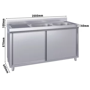 Drezová skrinka ECO - 2000x600mm - s 2 umývadlami vpravo