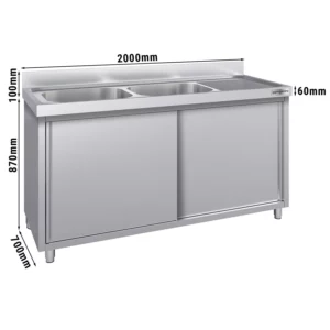 Drezová skrinka ECO - 2000x700mm - s 2 umývadlami vľavo