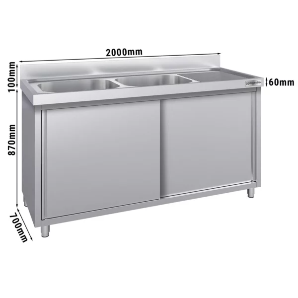 Drezová skrinka ECO - 2000x700mm - s 2 umývadlami vľavo