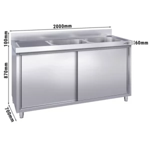 Drezová skrinka PREMIUM - 2000x700mm - s 2 umývadlami vpravo