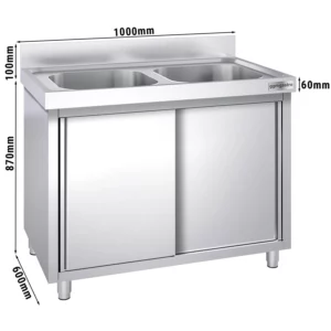 Drezová skrinka PREMIUM - 1000x600mm - s 2 umývadlami v strede