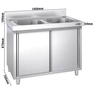 Drezová skrinka PREMIUM - 1000x700mm - s 2 umývadlami v strede