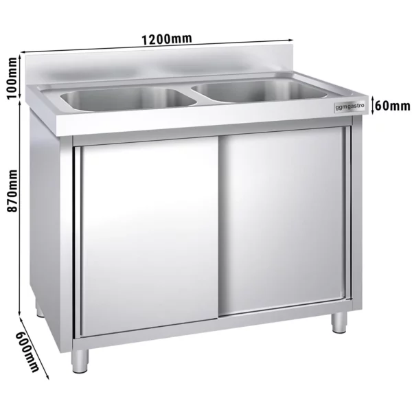 Drezová skrinka PREMIUM - 1200x600mm - s 2 umývadlami v strede