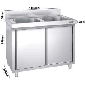 Drezová skrinka PREMIUM - 1600x600mm - s 2 umývadlami v strede