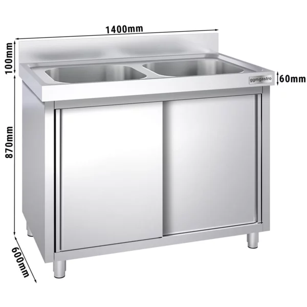 Drezová skrinka PREMIUM - 1600x600mm - s 2 umývadlami v strede