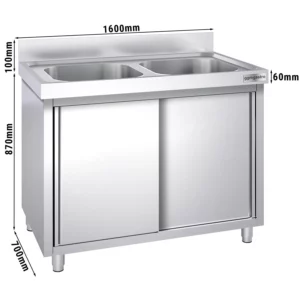 Drezová skrinka PREMIUM - 1600x700mm - s 2 umývadlami v strede