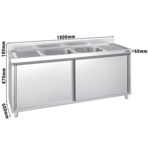 Drezová skrinka PREMIUM - 1800x600mm - s 2 umývadlami v strede