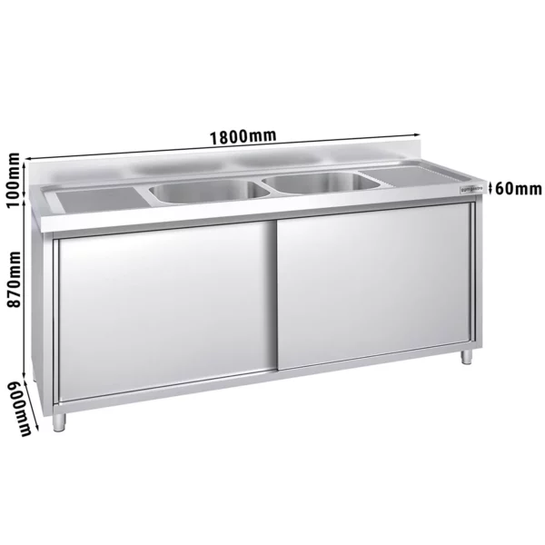 Drezová skrinka PREMIUM - 1800x600mm - s 2 umývadlami v strede